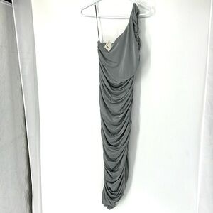 Kasia NWT Jersey One Shoulder Ruched Midi Dress women’s medium
